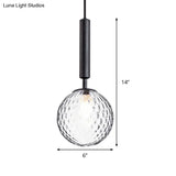 Modern Clear Prism Glass Pendant Light - 1 Head Hanging Lamp In Black/Brass