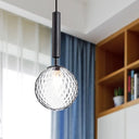 Modern Clear Prism Glass Pendant Light - 1 Head Hanging Lamp In Black/Brass Black
