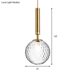 Modern Clear Prism Glass Pendant Light - 1 Head Hanging Lamp In Black/Brass