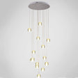 Modern Clear Seedy Crystal Chrome Ceiling Pendant Lamp For Stairs - Global Multi Suspension 14 /