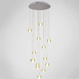 Modern Clear Seedy Crystal Chrome Ceiling Pendant Lamp For Stairs - Global Multi Suspension 14 /