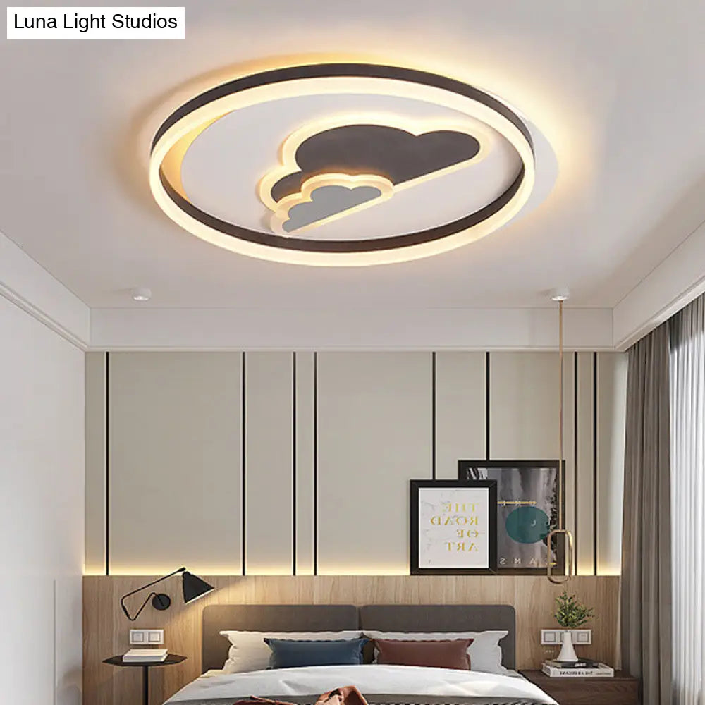 Modern Cloud - Themed Flush Led Ceiling Light In White For Baby Room