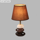 Modern Coffee Barrel Night Table Lamp With Stone Ceramics Base