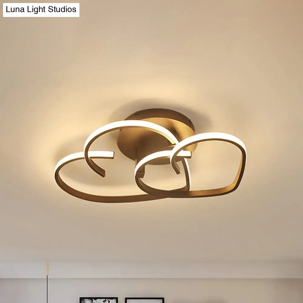 Modern Coffee Heart Frame Led Iron Flush Light Fixture With Stepless Dimming – 21.5’/25.5’