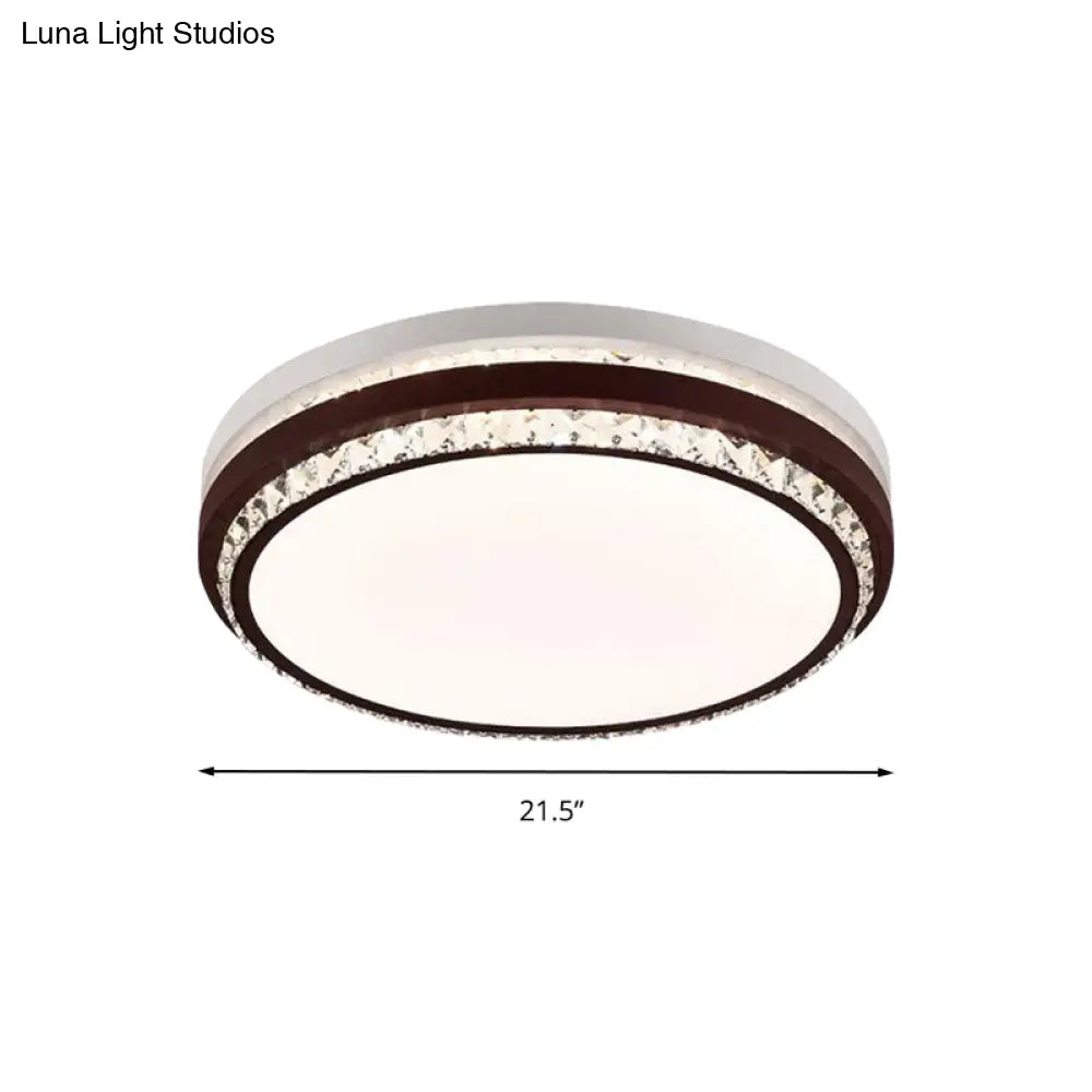 Modern Coffee Led Ceiling Light Fixture For Living Room - Dimmable Remote Control Multiple Shapes &