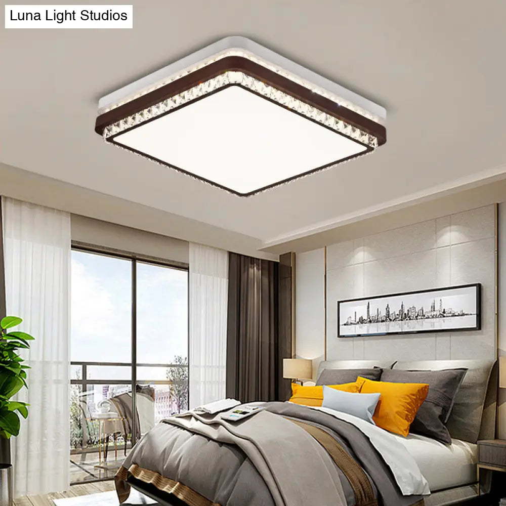 Modern Coffee Led Ceiling Light Fixture For Living Room - Dimmable Remote Control Multiple Shapes &