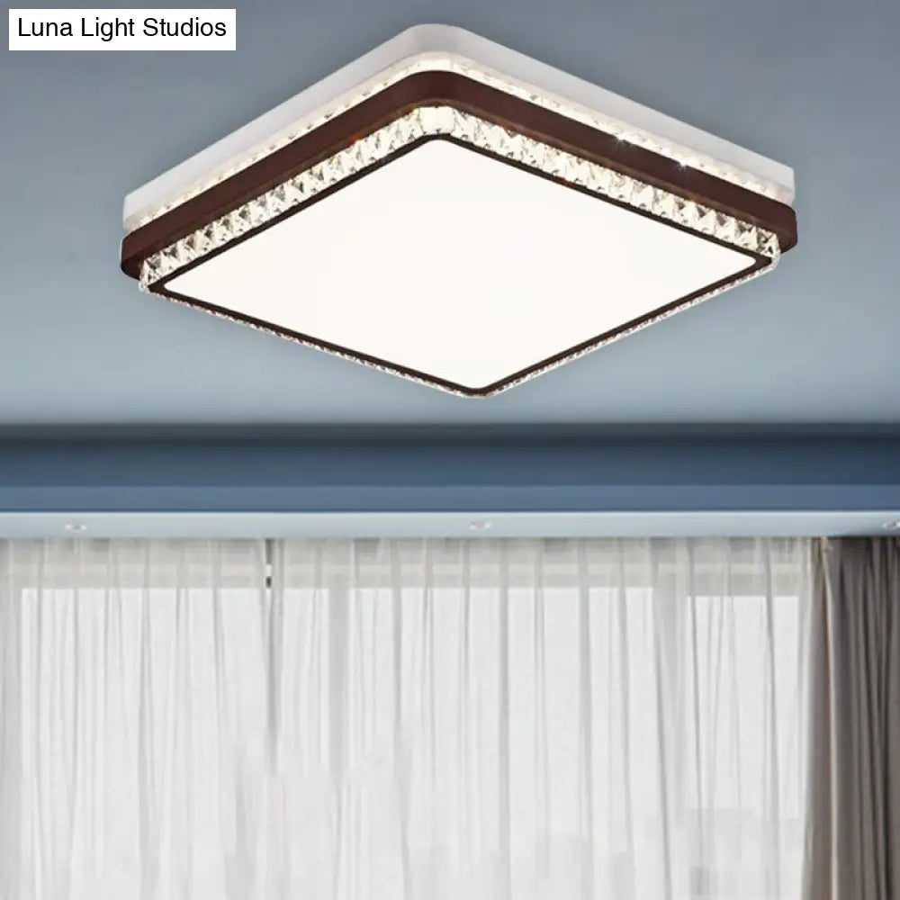 Modern Coffee Led Ceiling Light Fixture For Living Room - Dimmable Remote Control Multiple Shapes &