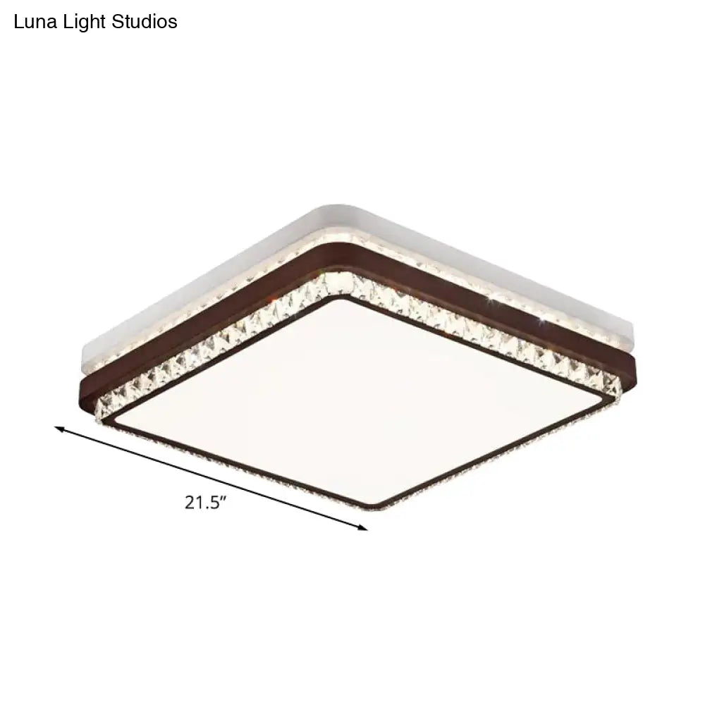 Modern Coffee Led Ceiling Light Fixture For Living Room - Dimmable Remote Control Multiple Shapes &