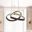 Modern Coffee Metal Chandelier Lamp – Seamless Curve Design | LED Pendant Light Warm/White Glow Coffee / White