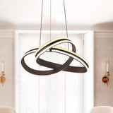 Modern Coffee Metal Chandelier Lamp – Seamless Curve Design | LED Pendant Light Warm/White Glow Coffee / White
