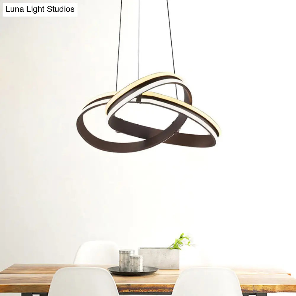 Modern Coffee Metal Chandelier Lamp – Seamless Curve Design | LED Pendant Light Warm/White Glow