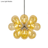 Modern Cognac Glass Bubble Chandelier - 18-Head Hanging Ceiling Light Fixture