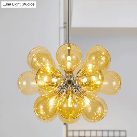 Modern Cognac Glass Bubble Chandelier - 18-Head Hanging Ceiling Light Fixture