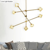 Modern Cone Ceiling Chandelier - Amber Ribbed Glass 7 Heads Dining Room Lighting Kit