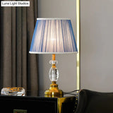 Modern Cone Crystal Night Light With Blue Table Lighting And Faux-Braided Accents