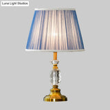 Modern Cone Crystal Night Light With Blue Table Lighting And Faux-Braided Accents