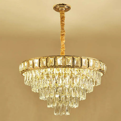 Modern Cone-Shaped Crystal Chandelier For Living Room Clear Minimalistic Design 12 /