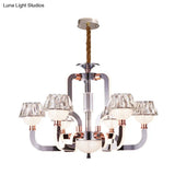 Modern Conical Crystal Chandelier - 6-Light Bedroom Hanging Lamp In Chrome