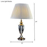 Modern Conical Shade Table Lamp For Study - Sleek Grey Desk Light With Fabric & 1 Bulb