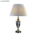 Modern Conical Shade Table Lamp For Study - Sleek Grey Desk Light With Fabric & 1 Bulb