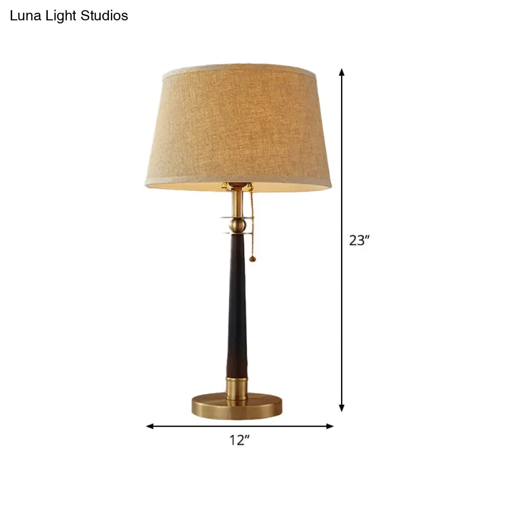 Modern Conical Task Lamp With Flaxen Fabric Shade Pull Chain & 1 Head Reading Light - 12/16 Wide