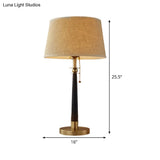 Modern Conical Task Lamp With Flaxen Fabric Shade Pull Chain & 1 Head Reading Light - 12/16 Wide