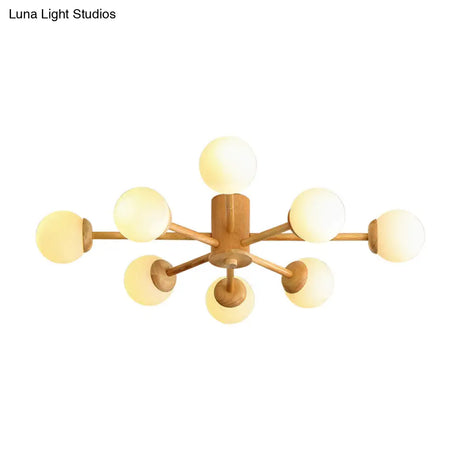 Modern Cream Glass Sputnik Flush Mount Ceiling Light For Living Room