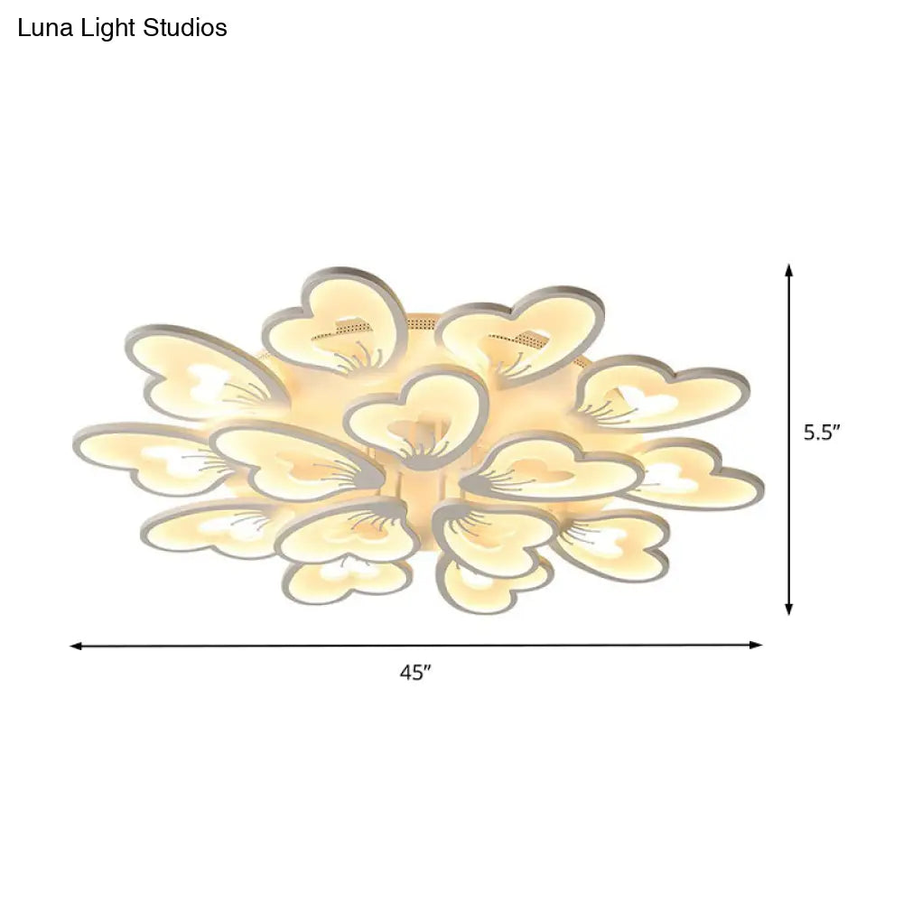 Modern Creative Petal Ceiling Flush Mount Acrylic White Integrated Led Living Room Light (9/12/15