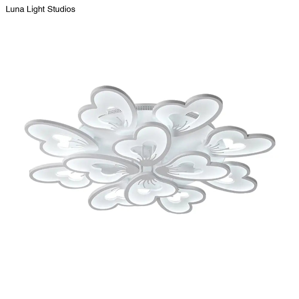 Modern Creative Petal Ceiling Flush Mount Acrylic White Integrated Led Living Room Light (9/12/15