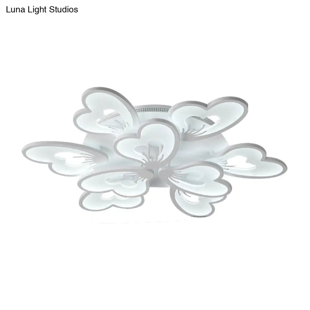 Modern Creative Petal Ceiling Flush Mount Acrylic White Integrated Led Living Room Light (9/12/15