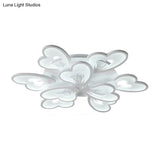 Modern Creative Petal Ceiling Flush Mount Acrylic White Integrated Led Living Room Light (9/12/15