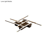 Modern Crisscross Semi Flush Led Ceiling Light For Bedrooms - Black Acrylic