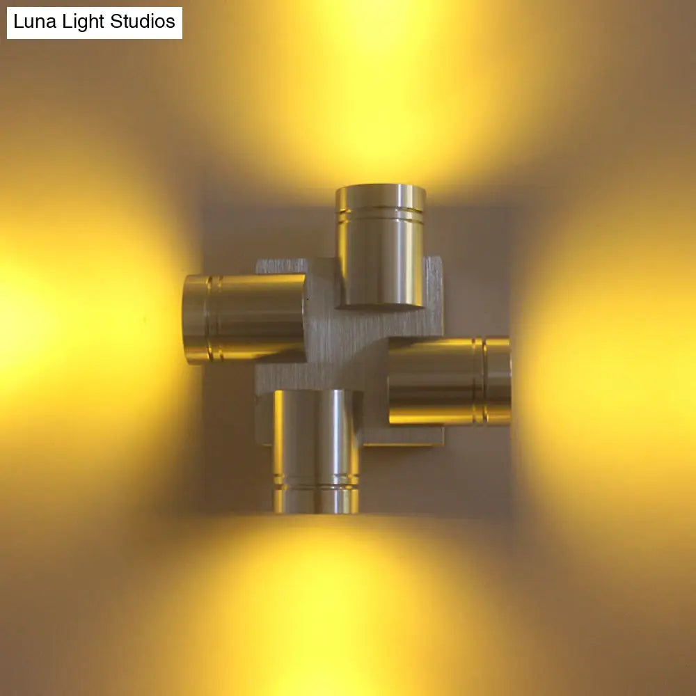 Modern Cross Aluminum Led Wall Sconce Light In Vibrant Yellow Pink Or Blue