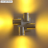 Modern Cross Aluminum Led Wall Sconce Light In Vibrant Yellow Pink Or Blue