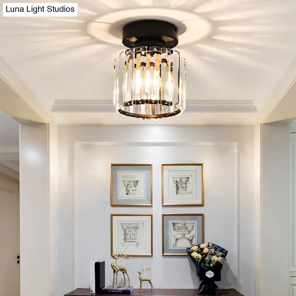 Modern Crystal 1 - Light Corridor Semi Flush Mount Lamp - Small Ceiling Mounted Light