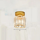 Modern Crystal 1 - Light Corridor Semi Flush Mount Lamp - Small Ceiling Mounted Light Gold / Round