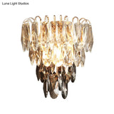 Modern Crystal 3-Light Tiered Bedroom Wall Sconce Flush Mount Clear And Smoke Shades
