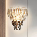 Modern Crystal 3-Light Tiered Bedroom Wall Sconce Flush Mount Clear And Smoke Shades