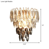 Modern Crystal 3-Light Tiered Bedroom Wall Sconce Flush Mount Clear And Smoke Shades