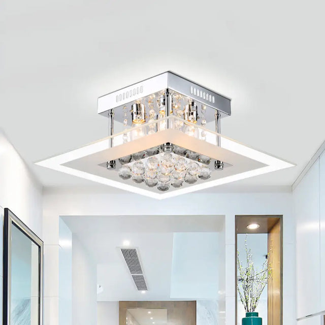 Modern Crystal 4 - Light Flush Mount Ceiling Lamp Chrome Finish