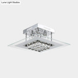 Modern Crystal 4 - Light Flush Mount Ceiling Lamp Chrome Finish