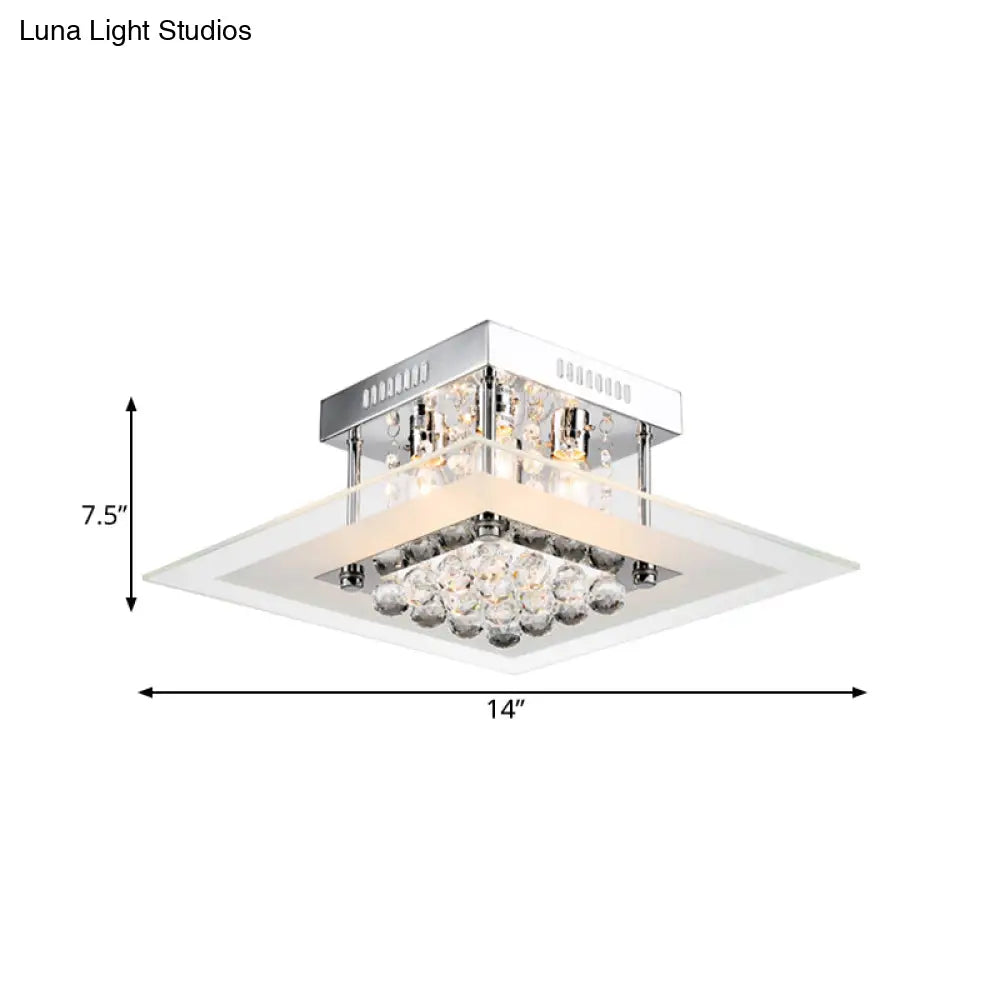 Modern Crystal 4 - Light Flush Mount Ceiling Lamp Chrome Finish
