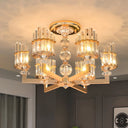 Modern Crystal Arc Chandelier Lamp - Silver 6/8-Bulb Hanging Light Fixture With Radial Design 6 /