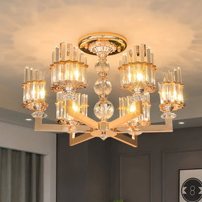 Modern Crystal Arc Chandelier Lamp - Silver 6/8-Bulb Hanging Light Fixture With Radial Design 6 /