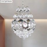 Modern Crystal Ball Chandelier - Silver Pendant Light For Corridor 3 Heads Cascading Design