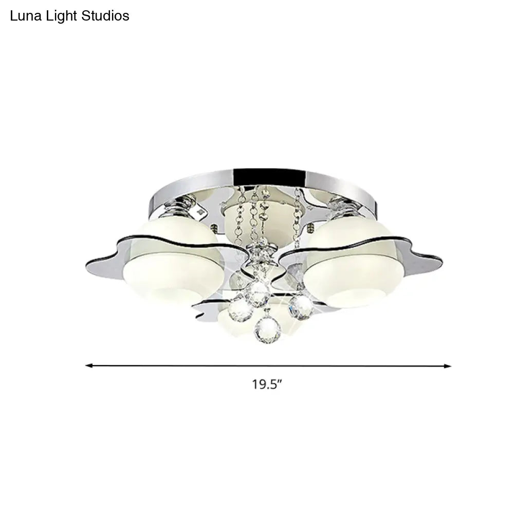 Modern Crystal Ball Flower Ceiling Light Gray Flush Mounted With 3/5/7 Heads In Warm/White