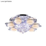 Modern Crystal Ball Flower Ceiling Light Gray Flush Mounted With 3/5/7 Heads In Warm/White