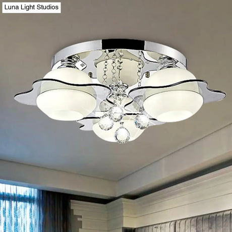 Modern Crystal Ball Flower Ceiling Light Gray Flush Mounted With 3/5/7 Heads In Warm/White