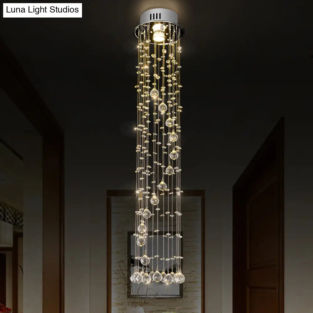 Modern Crystal Ball Flush Ceiling Light Fixture - Nickel Mount With 1