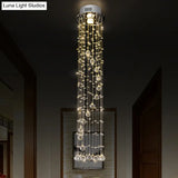 Modern Crystal Ball Flush Ceiling Light Fixture - Nickel Mount With 1